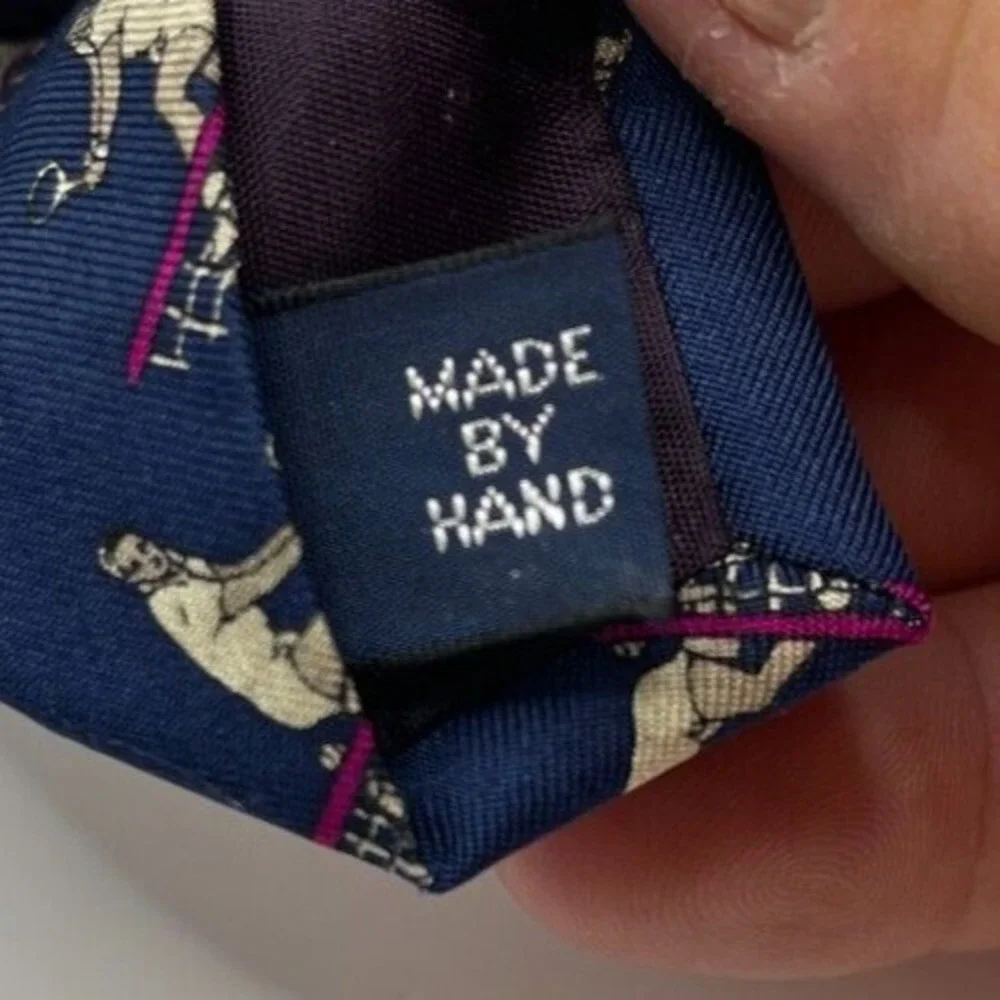 Polo Ralph Lauren Tie 100% Silk Tennis Print Blue‎ Handmade In USA